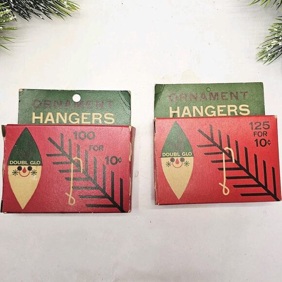 2 Vintage 1959 Doubl Glo Christmas Tree Ornament Hangers Hooks Original Boxes - Picture 2 of 12
